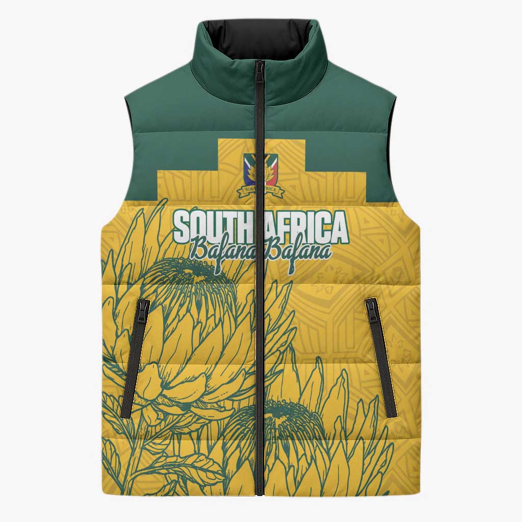Custom South Africa Soccer Sleeveless Puffer Jacket From Protea Roots We Rise - African Pride