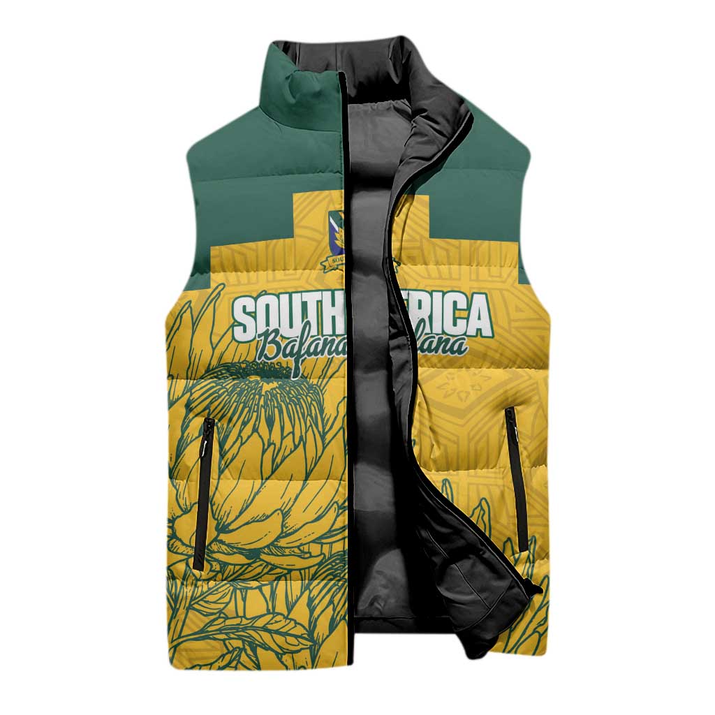 Custom South Africa Soccer Sleeveless Puffer Jacket From Protea Roots We Rise - African Pride