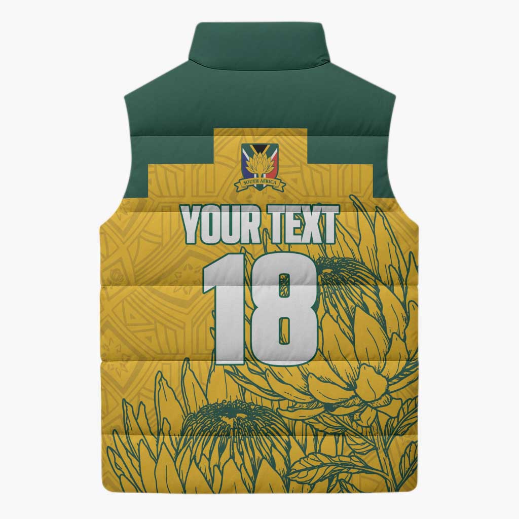 Custom South Africa Soccer Sleeveless Puffer Jacket From Protea Roots We Rise - African Pride