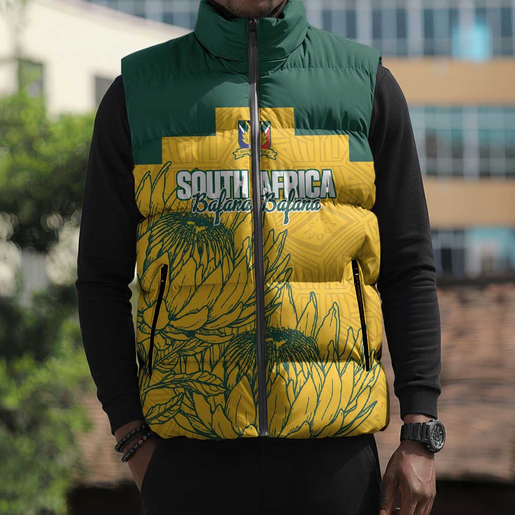 Custom South Africa Soccer Sleeveless Puffer Jacket From Protea Roots We Rise - African Pride