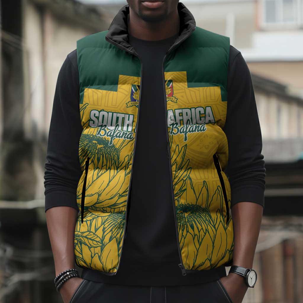 Custom South Africa Soccer Sleeveless Puffer Jacket From Protea Roots We Rise - African Pride