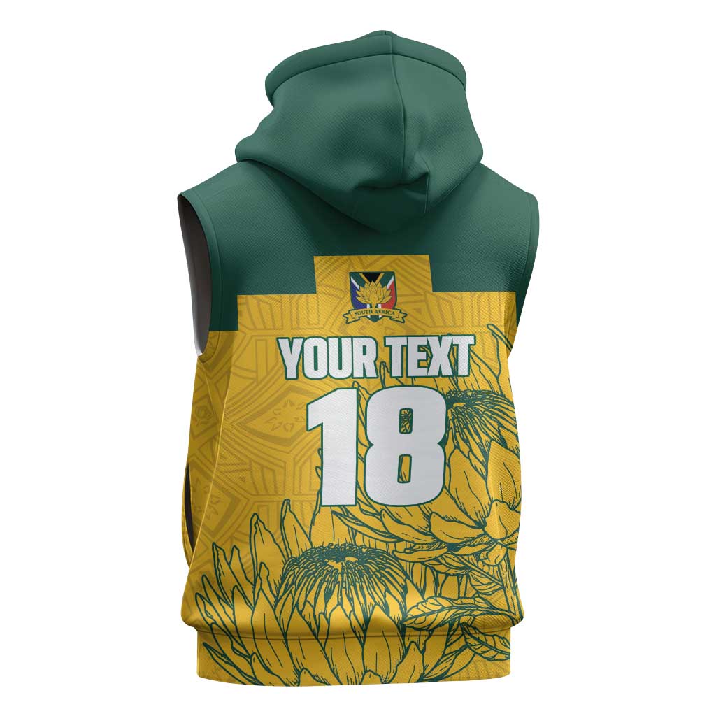 Custom South Africa Soccer Sleeveless Zip Hoodie From Protea Roots We Rise - African Pride