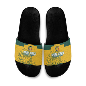 Custom South Africa Soccer Slide Sandals From Protea Roots We Rise - African Pride