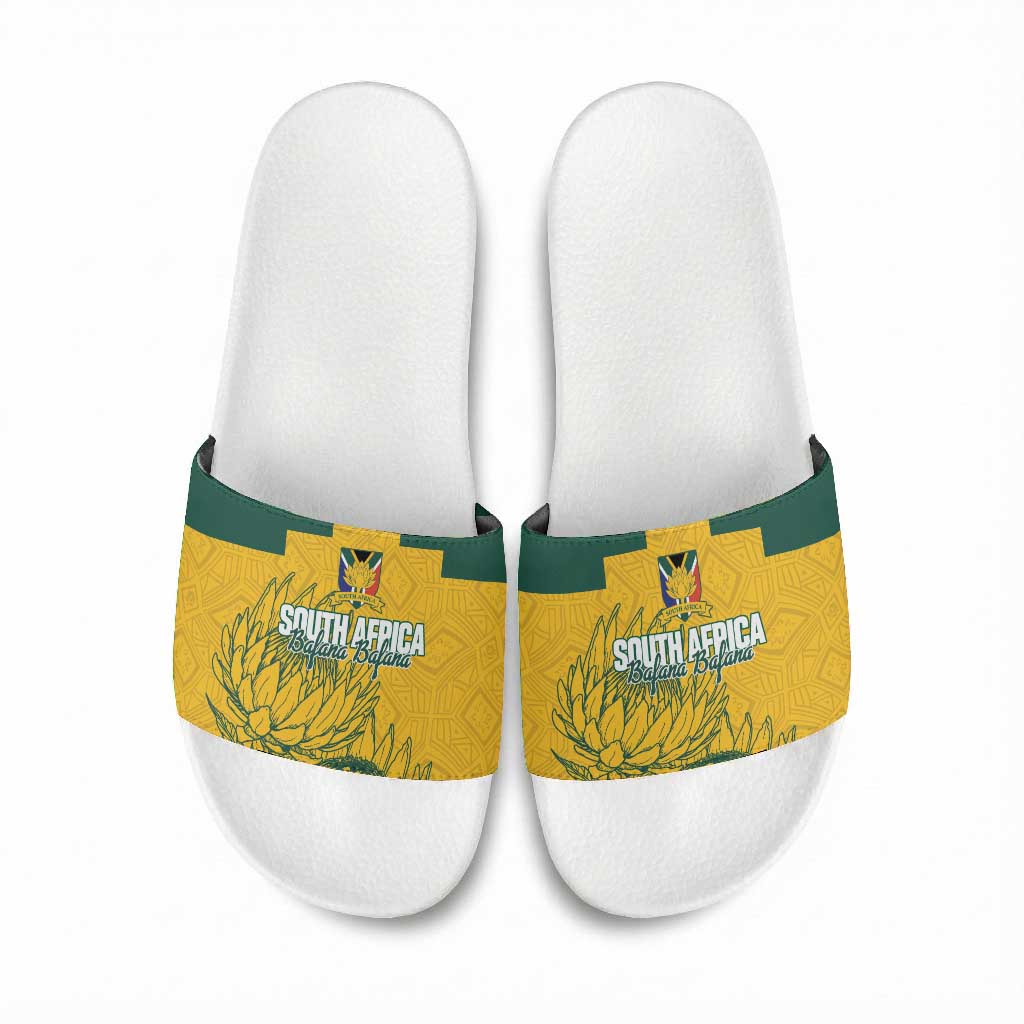 Custom South Africa Soccer Slide Sandals From Protea Roots We Rise - African Pride