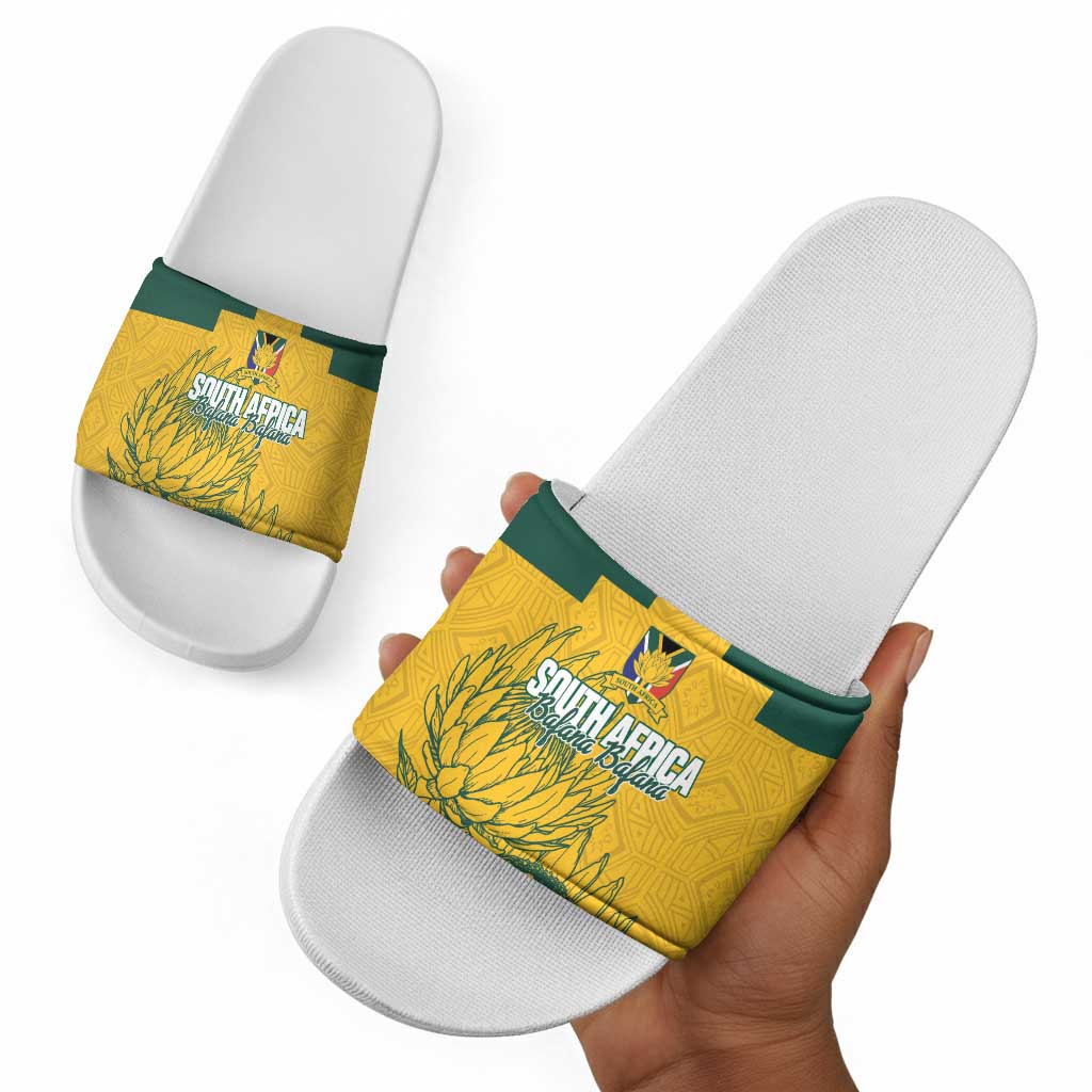 Custom South Africa Soccer Slide Sandals From Protea Roots We Rise - African Pride