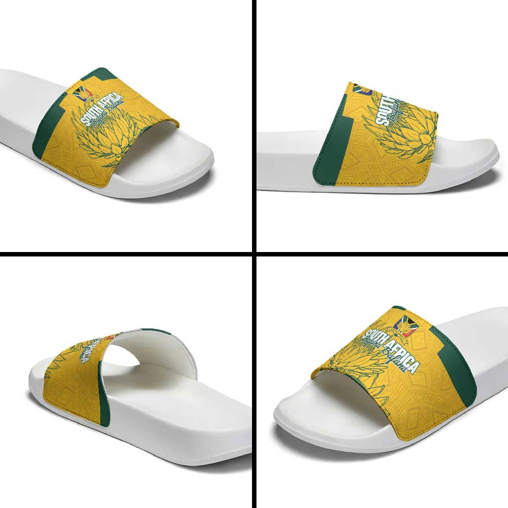 Custom South Africa Soccer Slide Sandals From Protea Roots We Rise - African Pride