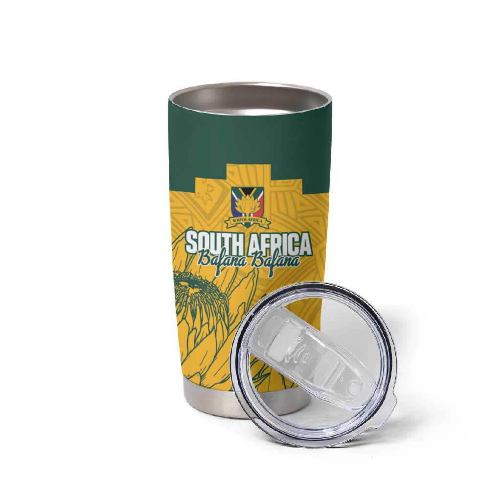 Custom South Africa Soccer Tumbler Cup From Protea Roots We Rise - African Pride