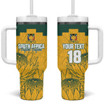 Custom South Africa Soccer Tumbler With Handle From Protea Roots We Rise - African Pride