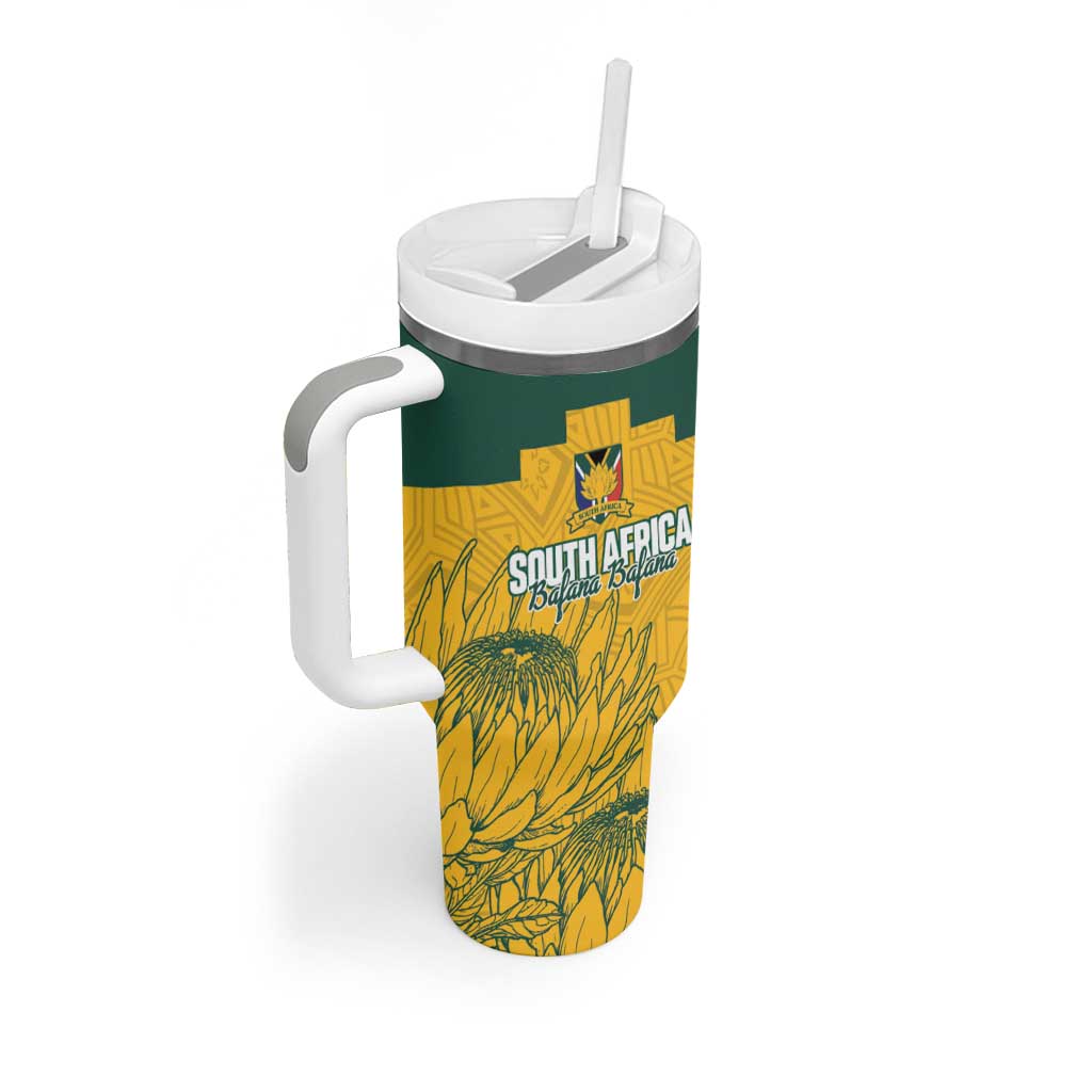 Custom South Africa Soccer Tumbler With Handle From Protea Roots We Rise - African Pride
