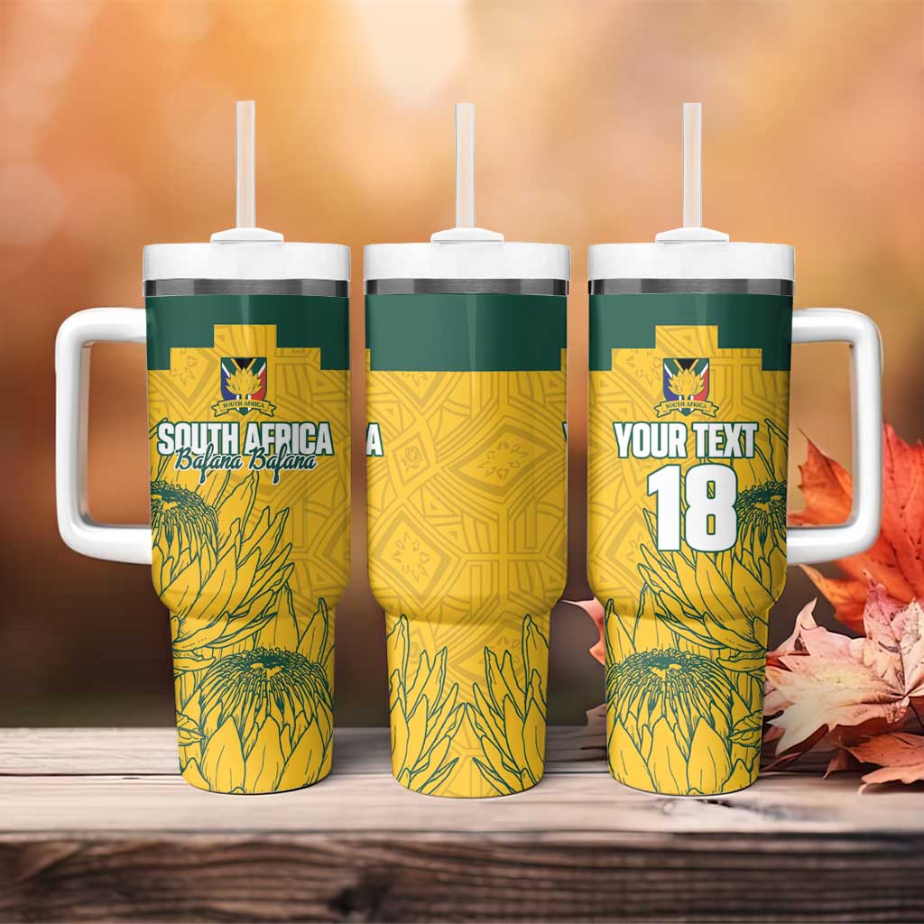 Custom South Africa Soccer Tumbler With Handle From Protea Roots We Rise - African Pride