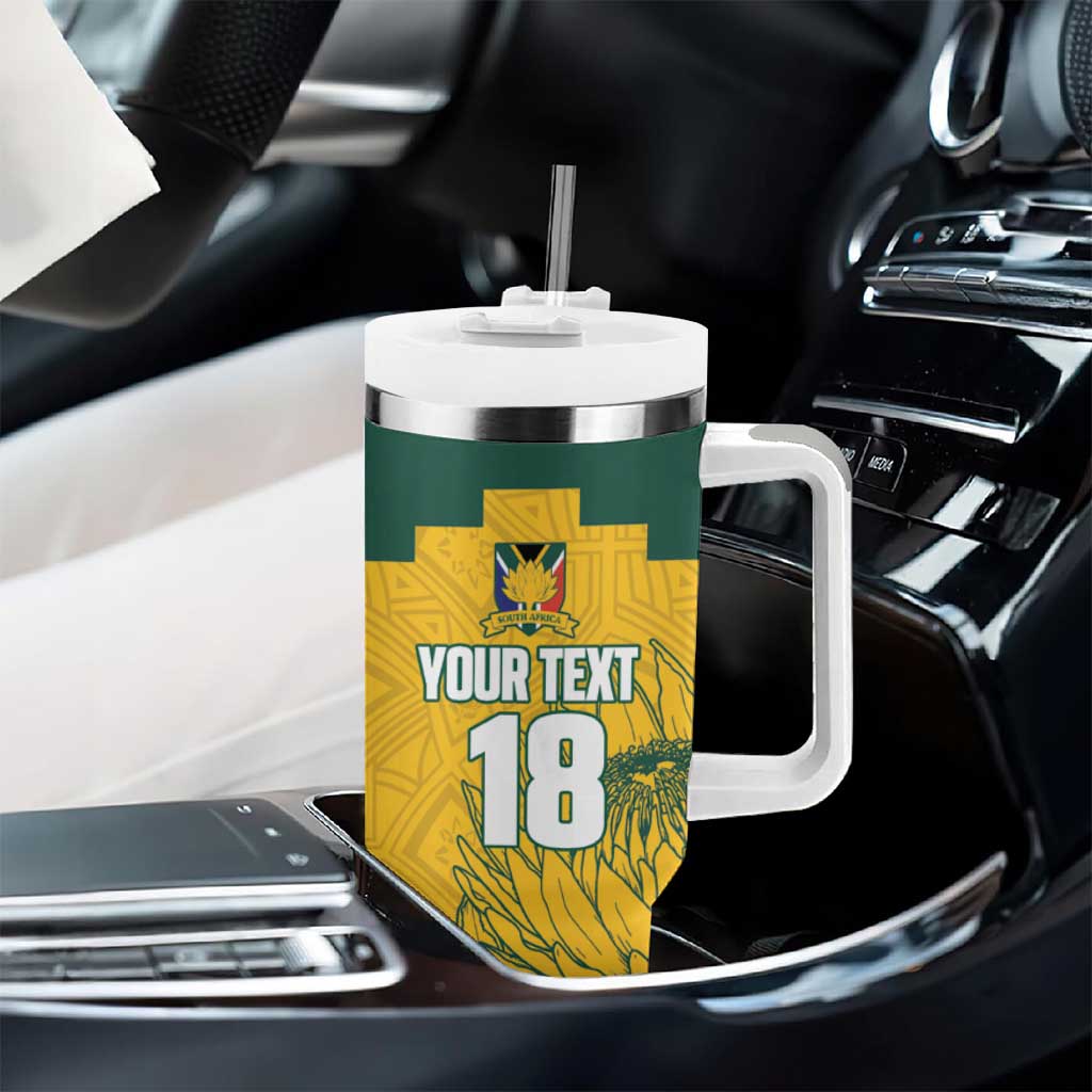 Custom South Africa Soccer Tumbler With Handle From Protea Roots We Rise - African Pride