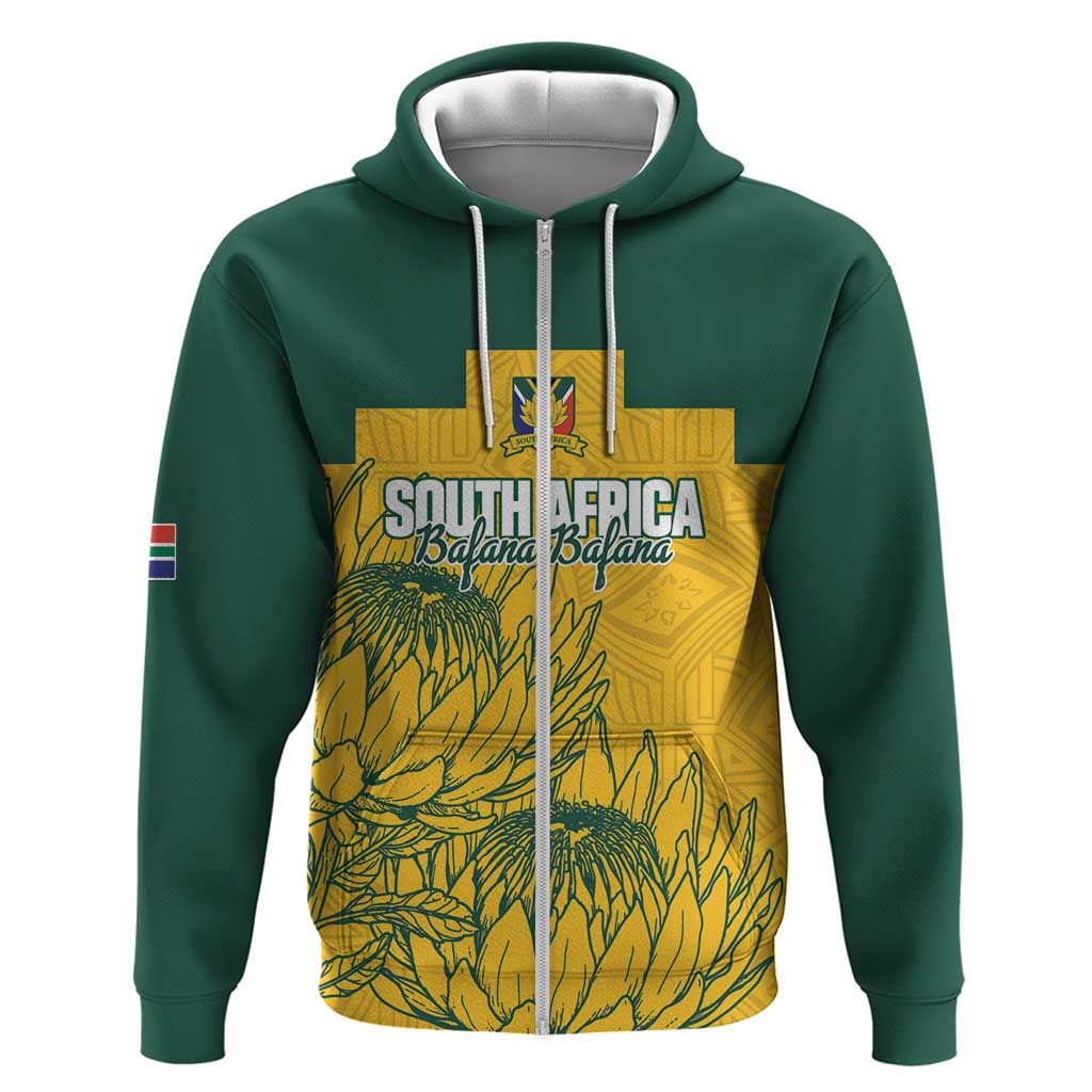 Custom South Africa Soccer Zip Hoodie From Protea Roots We Rise - African Pride