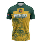 Custom South Africa Soccer Zipper Polo Shirt From Protea Roots We Rise - African Pride