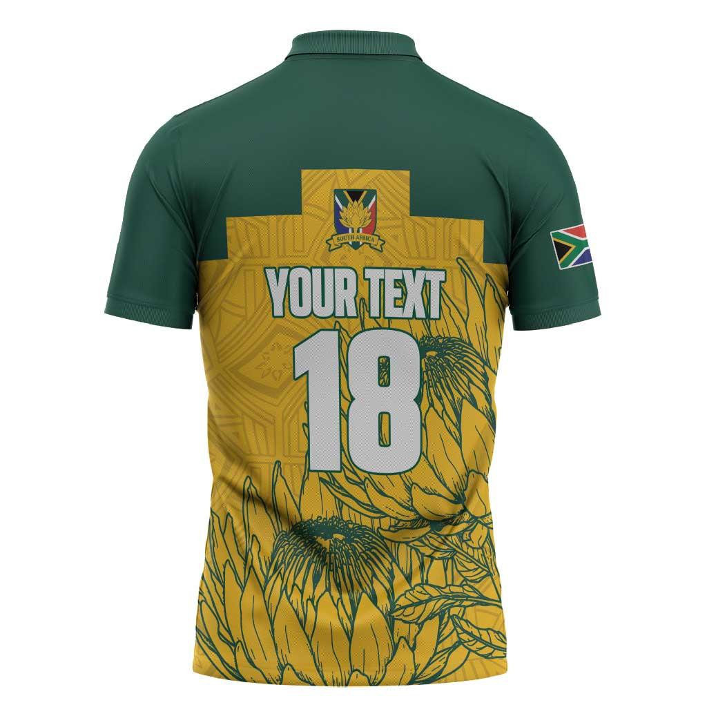 Custom South Africa Soccer Zipper Polo Shirt From Protea Roots We Rise - African Pride