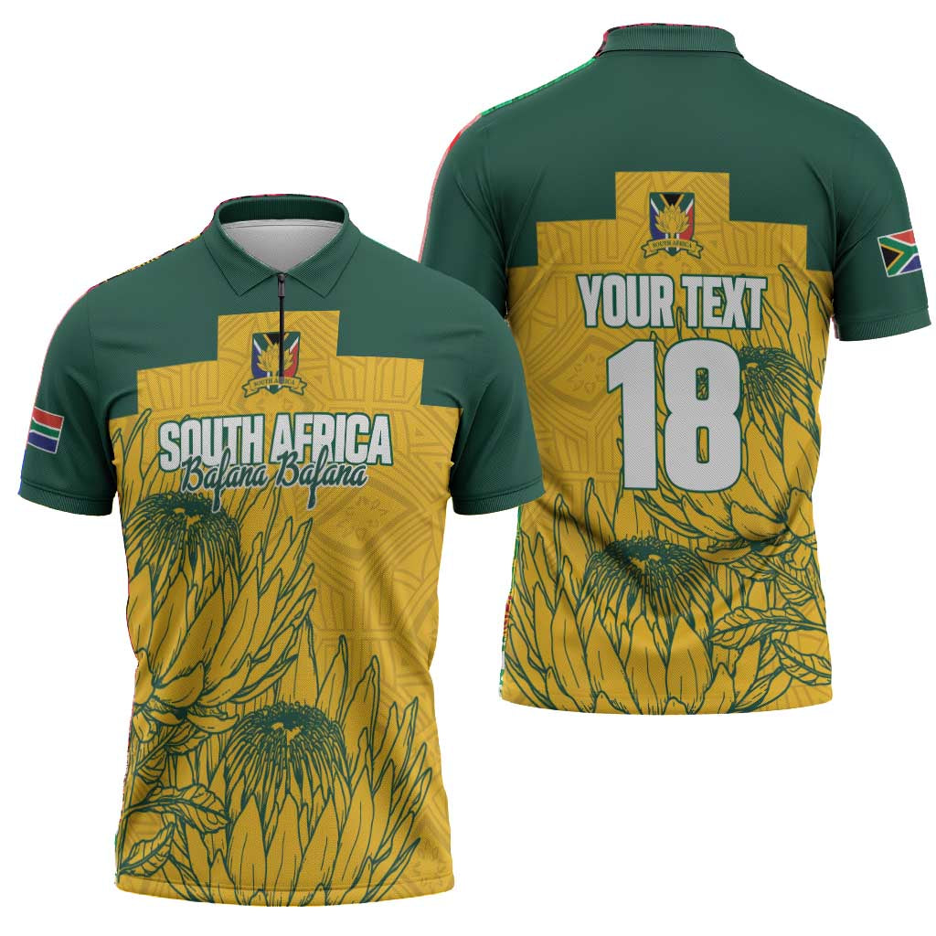 Custom South Africa Soccer Zipper Polo Shirt From Protea Roots We Rise - African Pride