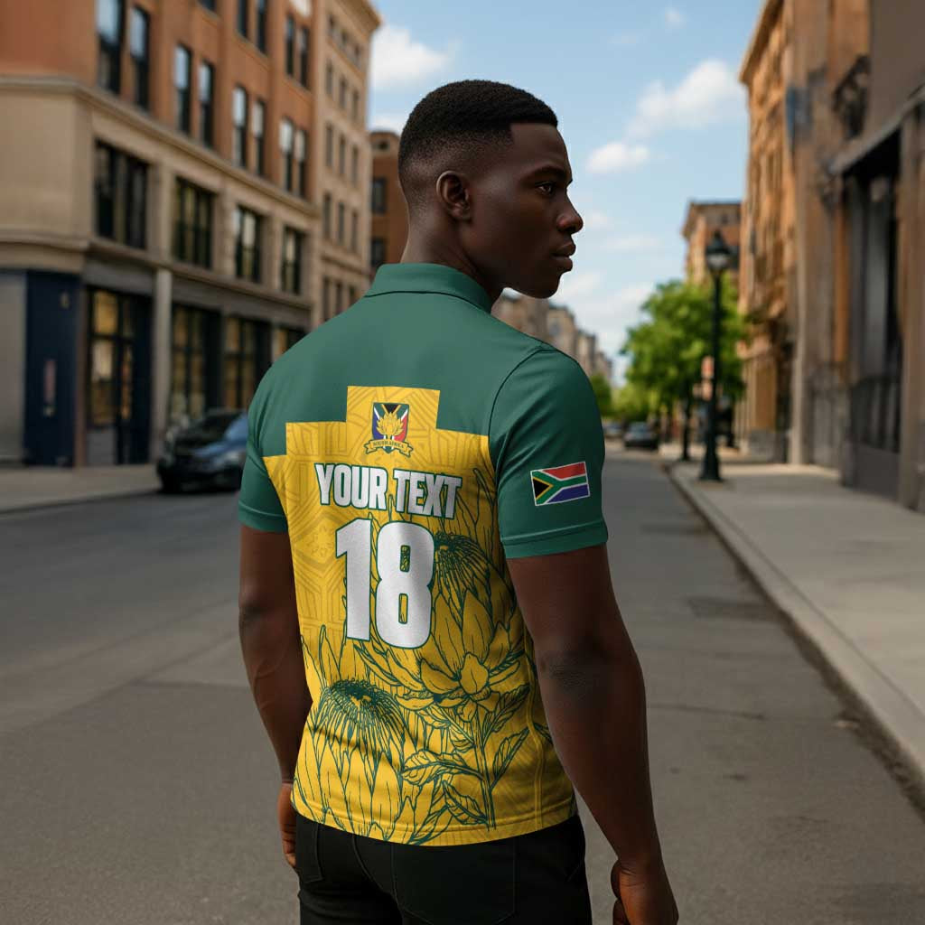 Custom South Africa Soccer Zipper Polo Shirt From Protea Roots We Rise - African Pride