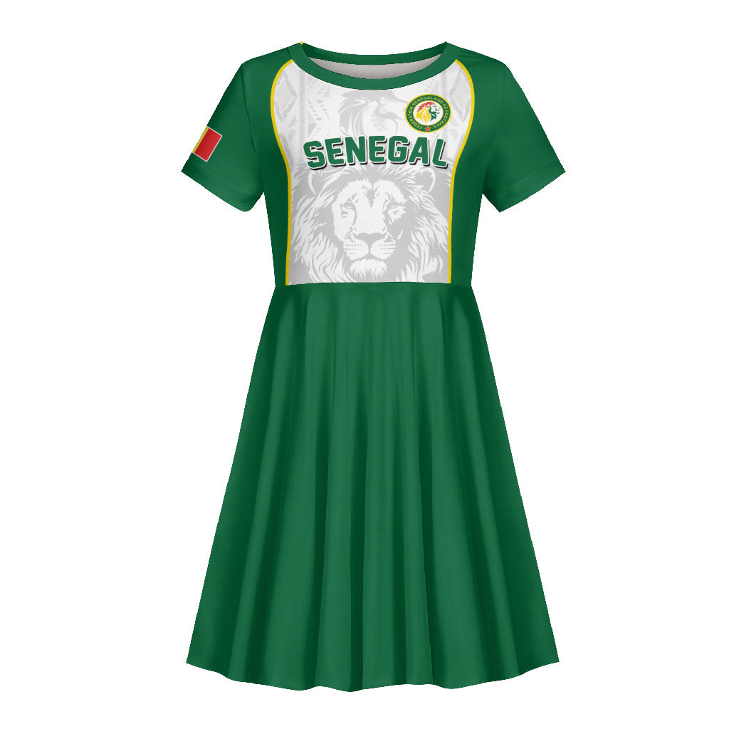 Custom Senegal Football 2026 Kid Short Sleeve Dress Proud Lions of Teranga Spirit