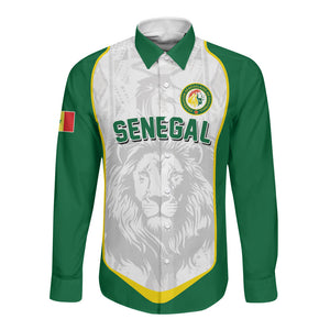 Custom Senegal Football 2026 Long Sleeve Button Shirt Proud Lions of Teranga Spirit