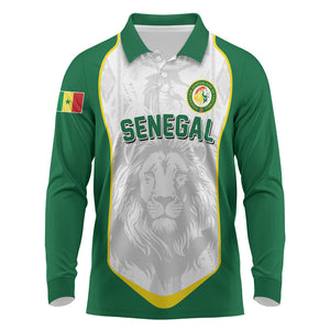 Custom Senegal Football 2026 Long Sleeve Polo Shirt Proud Lions of Teranga Spirit