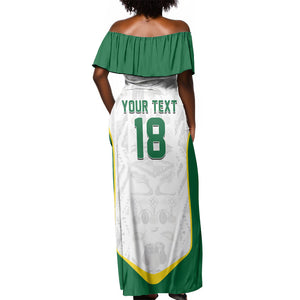 Custom Senegal Football 2026 Off Shoulder Maxi Dress Proud Lions of Teranga Spirit