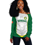 Custom Senegal Football 2026 Off Shoulder Sweater Proud Lions of Teranga Spirit