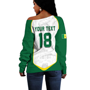 Custom Senegal Football 2026 Off Shoulder Sweater Proud Lions of Teranga Spirit