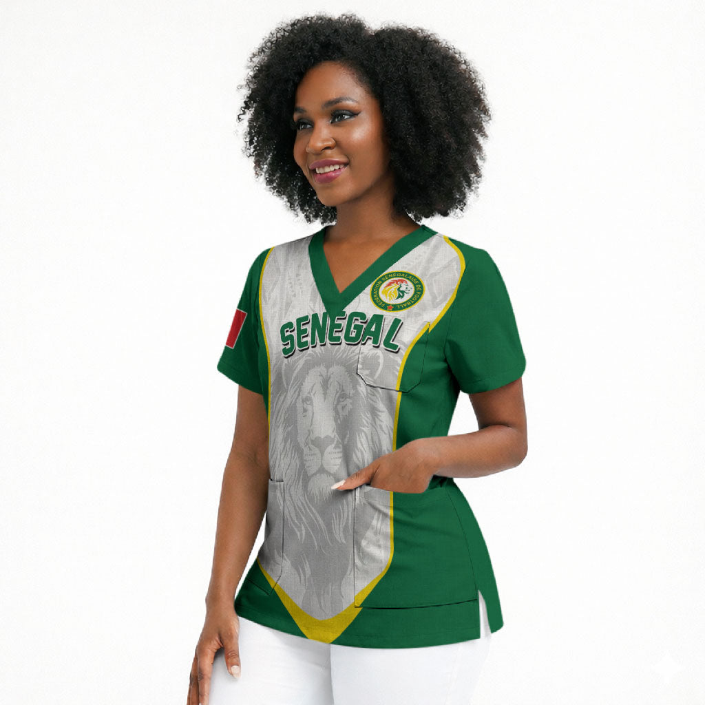 Custom Senegal Football 2026 Scrub Top Proud Lions of Teranga Spirit