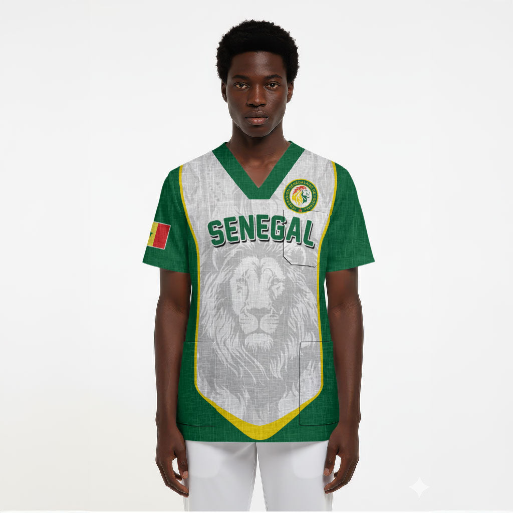 Custom Senegal Football 2026 Scrub Top Proud Lions of Teranga Spirit