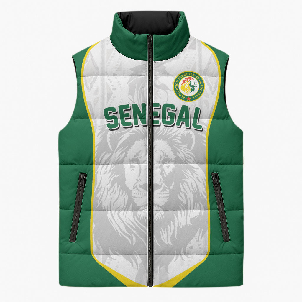 Custom Senegal Football 2026 Sleeveless Puffer Jacket Proud Lions of Teranga Spirit