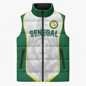 Custom Senegal Football 2026 Sleeveless Puffer Jacket Proud Lions of Teranga Spirit