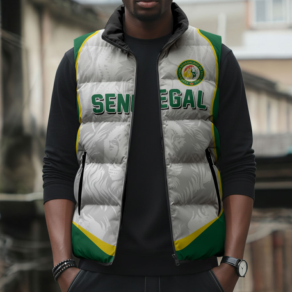 Custom Senegal Football 2026 Sleeveless Puffer Jacket Proud Lions of Teranga Spirit
