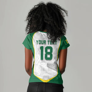 Custom Senegal Football 2026 Women V-Neck T-Shirt Proud Lions of Teranga Spirit