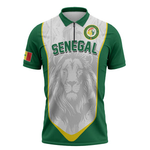 Custom Senegal Football 2026 Zipper Polo Shirt Proud Lions of Teranga Spirit