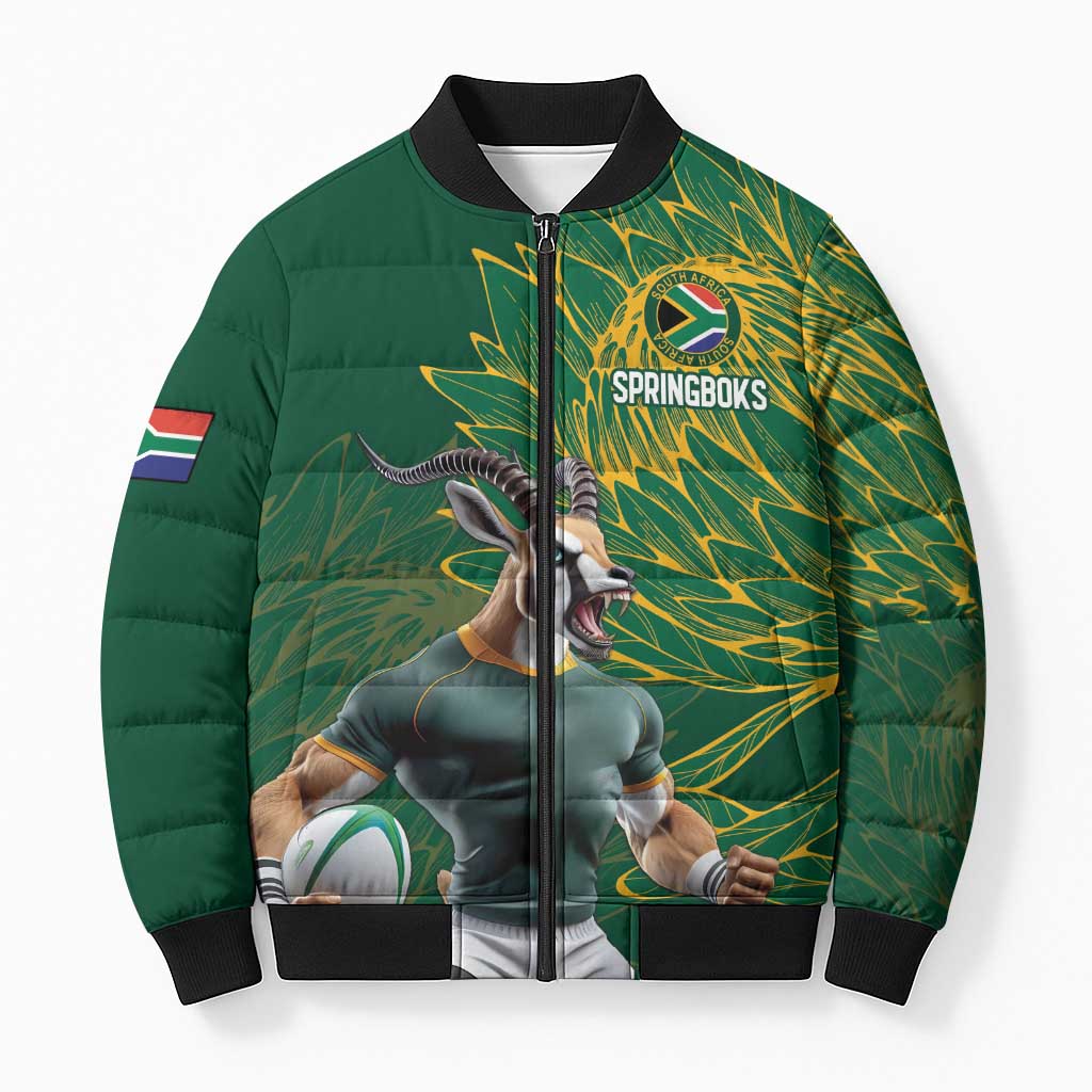 Rugby South Africa Champion Custom Bomber Puffer Jacket Springboks Mascot