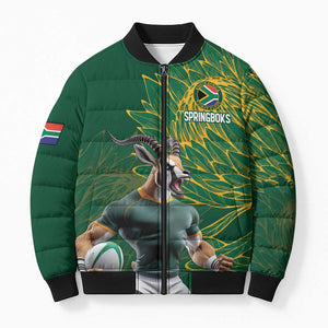 Rugby South Africa Champion Custom Bomber Puffer Jacket Springboks Mascot