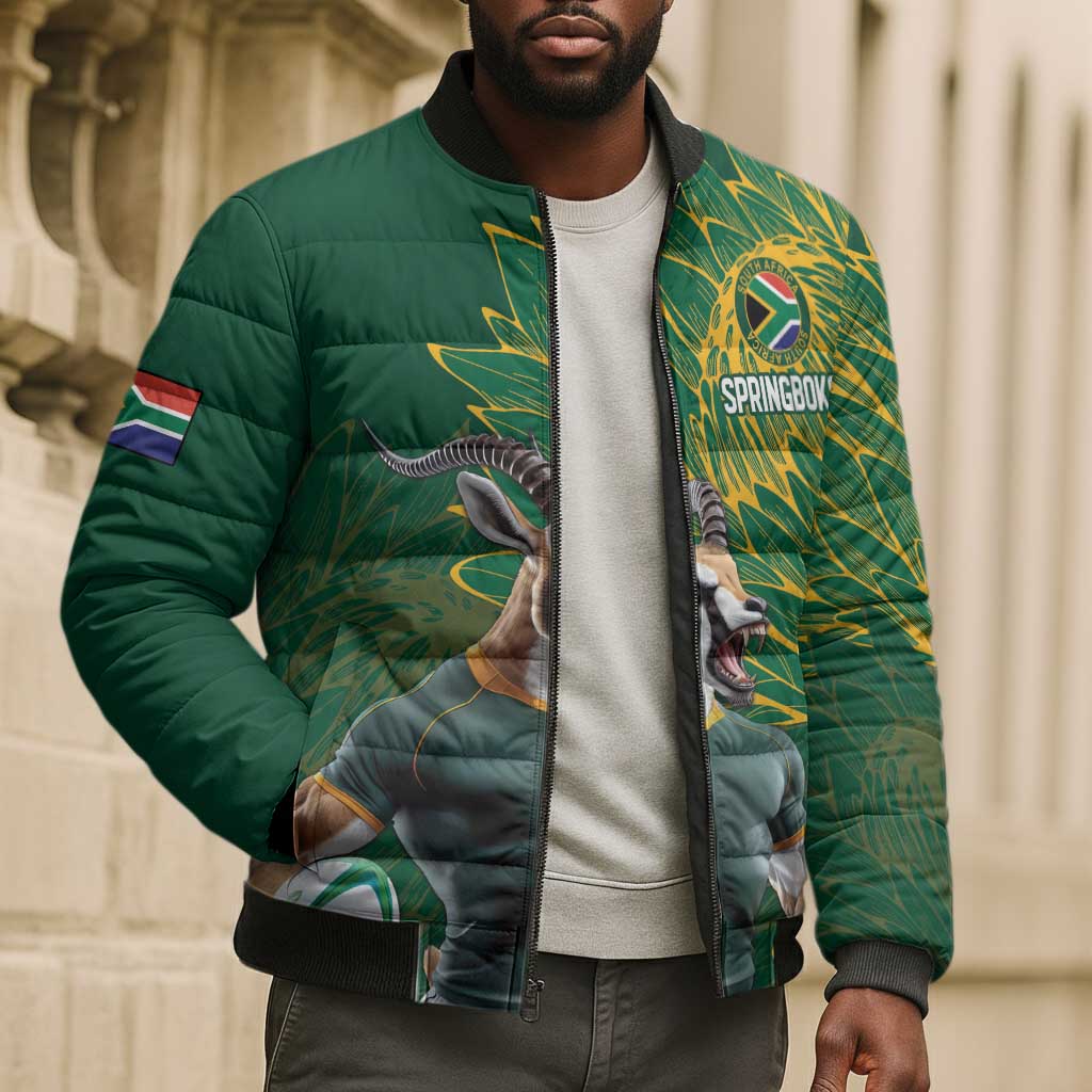 Rugby South Africa Champion Custom Bomber Puffer Jacket Springboks Mascot