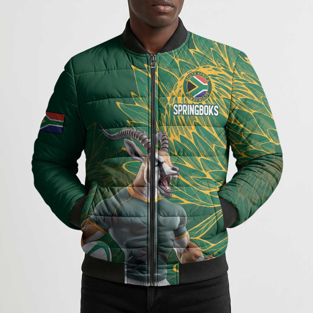 Rugby South Africa Champion Custom Bomber Puffer Jacket Springboks Mascot