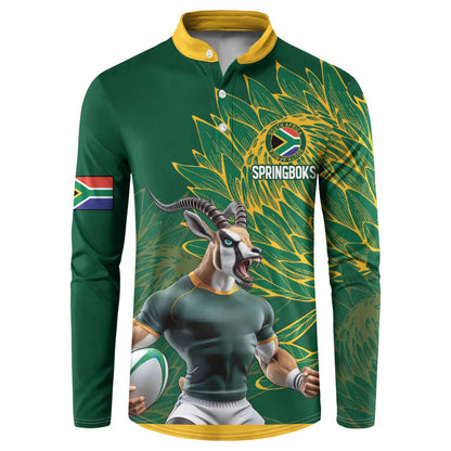 Rugby South Africa Champion Custom Button Sweatshirt Springboks Mascot