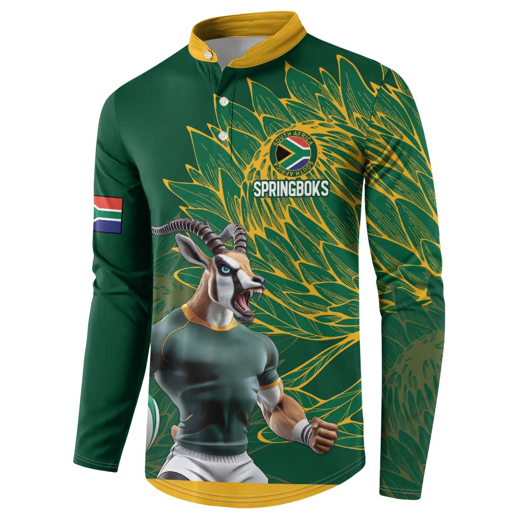 Rugby South Africa Champion Custom Button Sweatshirt Springboks Mascot