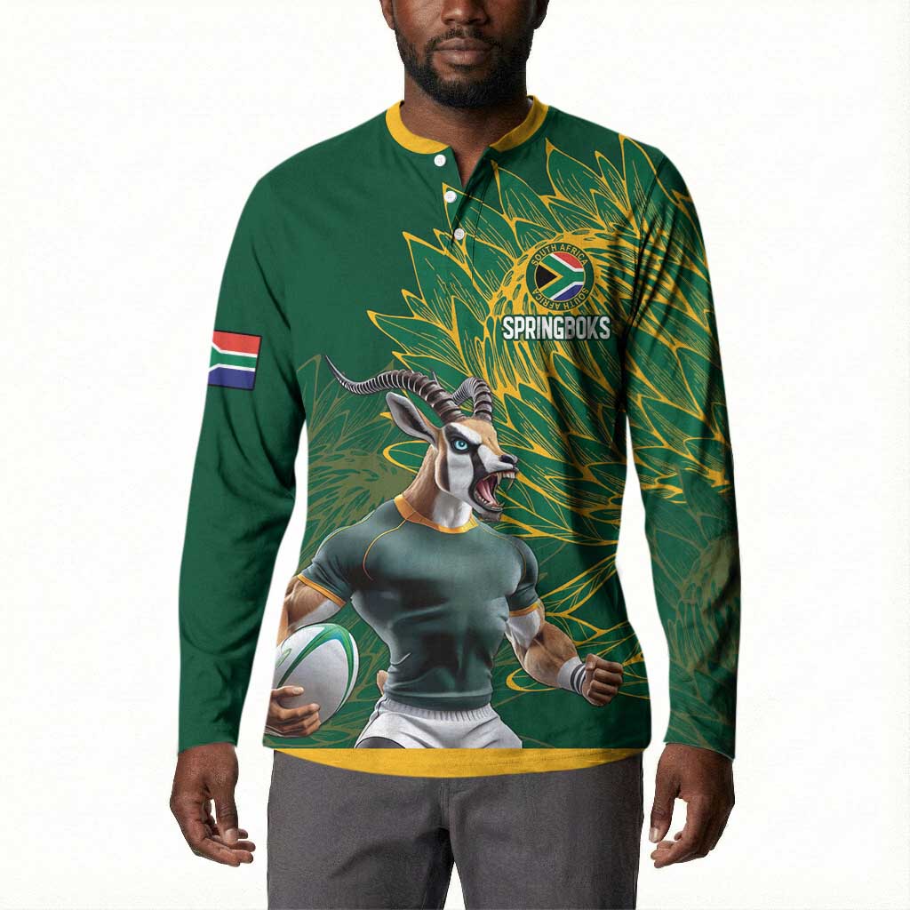 Rugby South Africa Champion Custom Button Sweatshirt Springboks Mascot