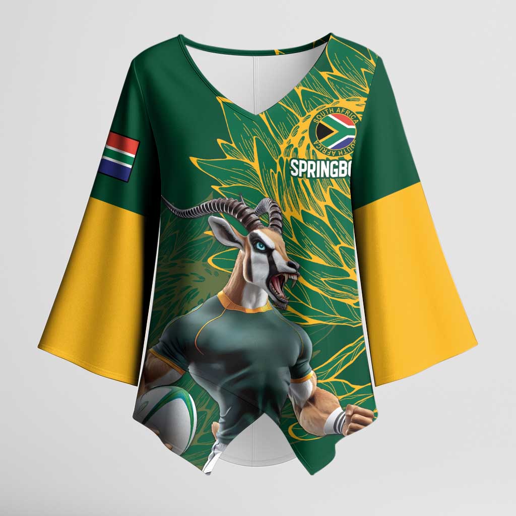 Rugby South Africa Champion Custom Kimono Sleeve Blouse Springboks Mascot