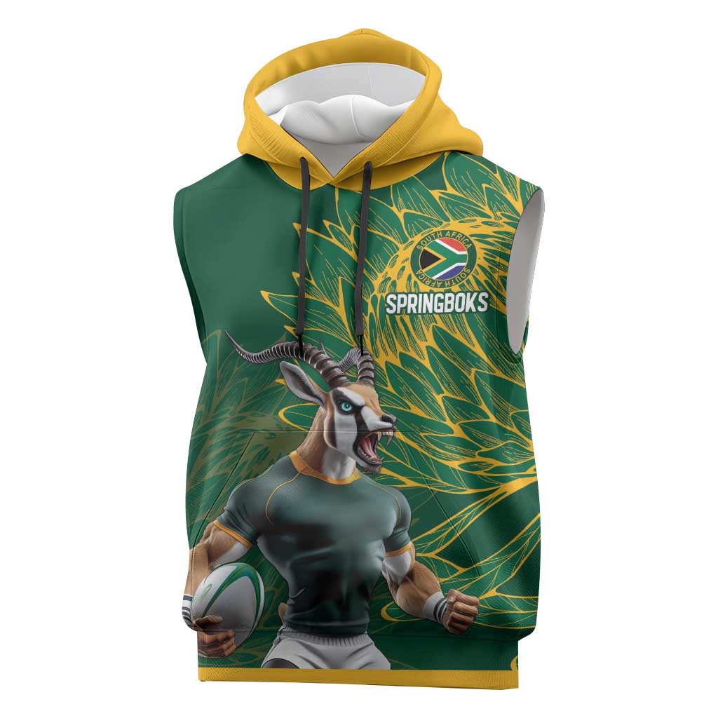 Rugby South Africa Champion Custom Sleeveless Hoodie Springboks Mascot - African Pride