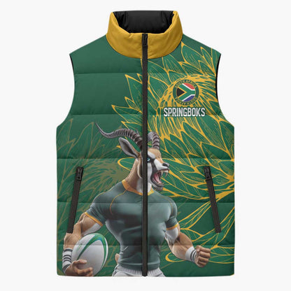 Rugby South Africa Champion Custom Sleeveless Puffer Jacket Springboks Mascot