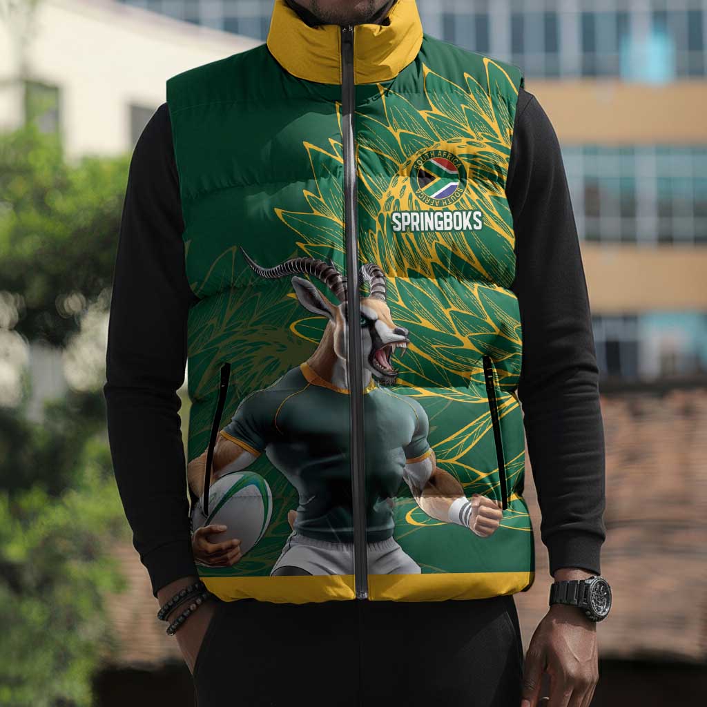 Rugby South Africa Champion Custom Sleeveless Puffer Jacket Springboks Mascot