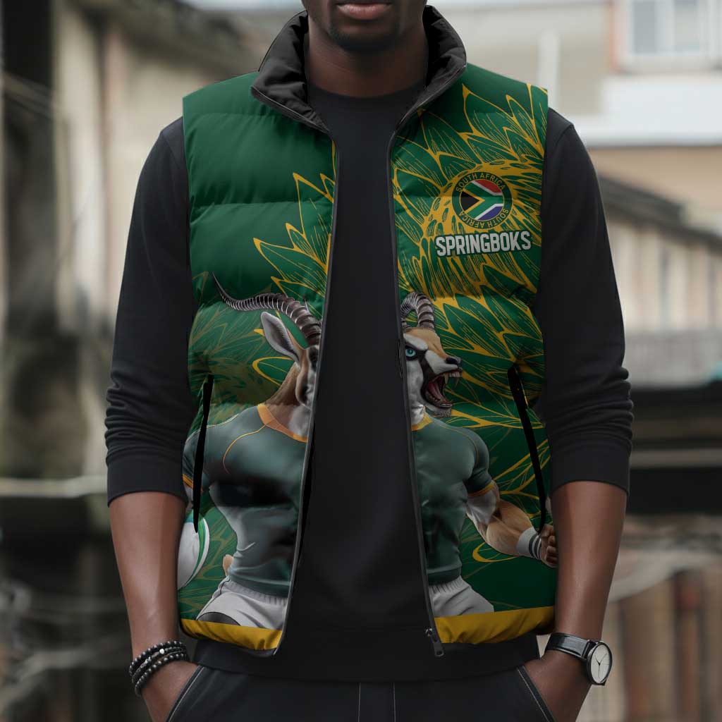 Rugby South Africa Champion Custom Sleeveless Puffer Jacket Springboks Mascot