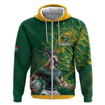 Rugby South Africa Champion Custom Zip Hoodie Springboks Mascot - African Pride
