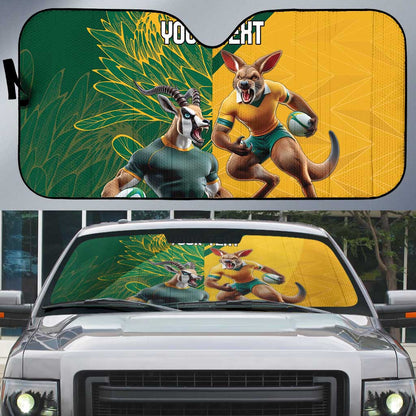 South Africa Australia Rugby Champion Personalized Auto Sun Shade Springboks Wallabies Mascot