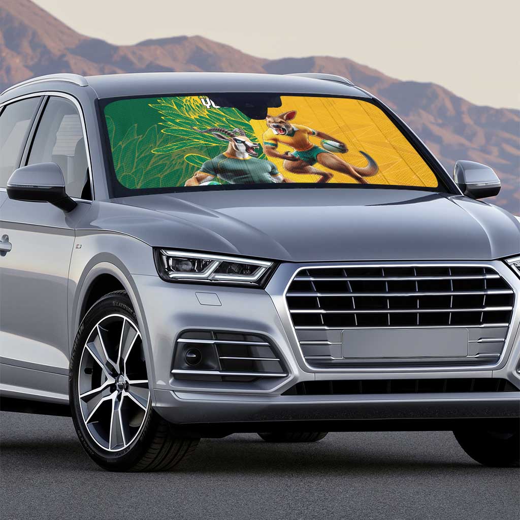 South Africa Australia Rugby Champion Personalized Auto Sun Shade Springboks Wallabies Mascot
