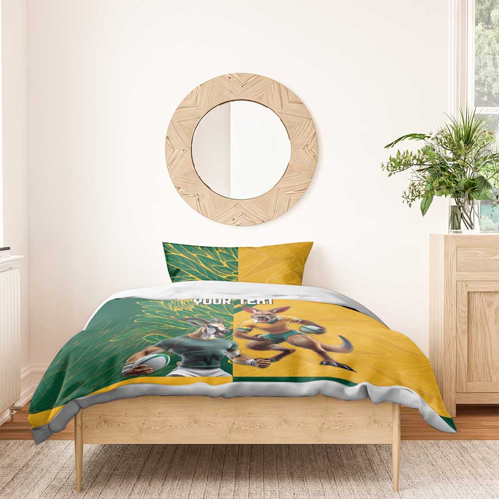 South Africa Australia Rugby Champion Personalized Bedding Set Springboks Wallabies Mascot - African Pride