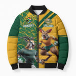 South Africa Australia Rugby Champion Personalized Bomber Puffer Jacket Springboks Wallabies Mascot